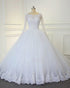 Full Sleeve Lace Wedding Dresses with Appliques 2019 Puffy Tulle Bridal Wedding Dress Ball Gown